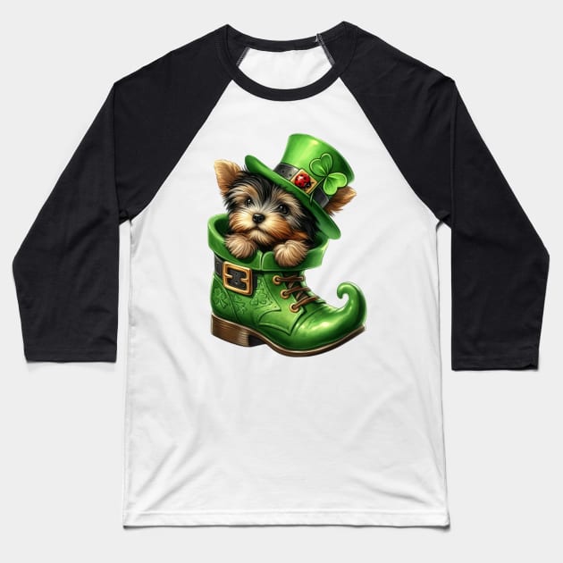 Yorkshire Terrier Dog Shoes For Patricks Day Baseball T-Shirt by Chromatic Fusion Studio